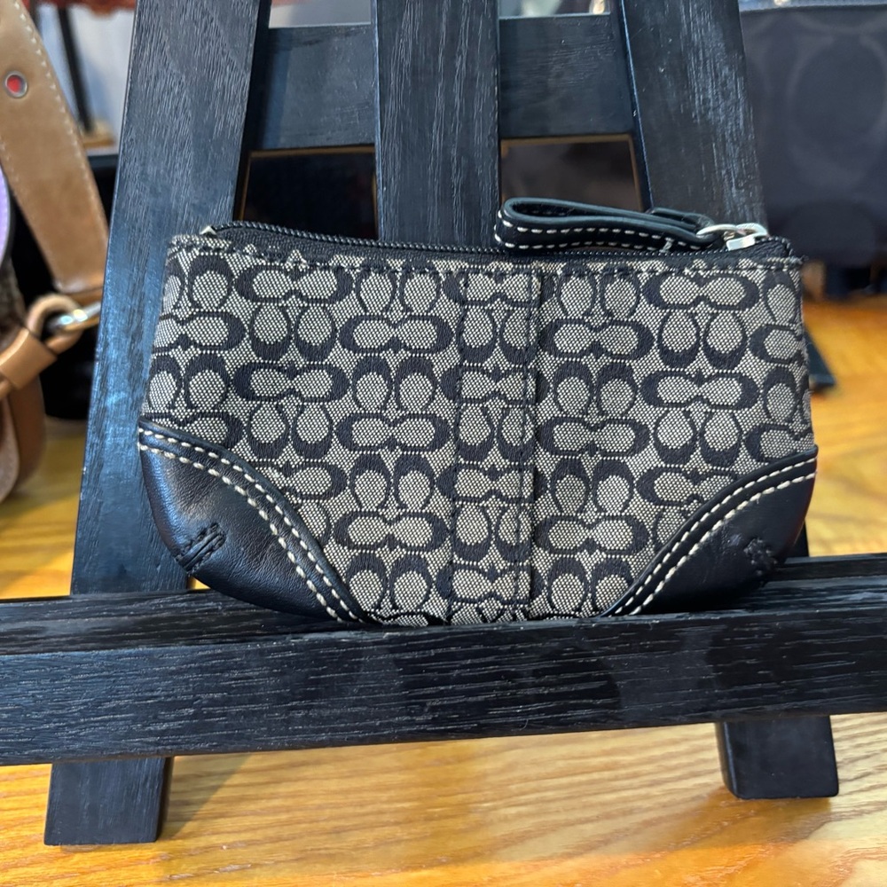 Coach black and gray keychain